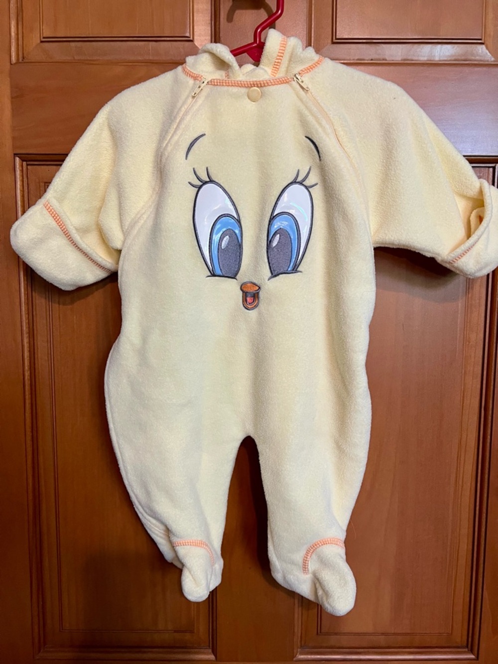 Vintage 1990’s Warner Bros. Yellow Tweety Plush Hooded Infant Snow Romper